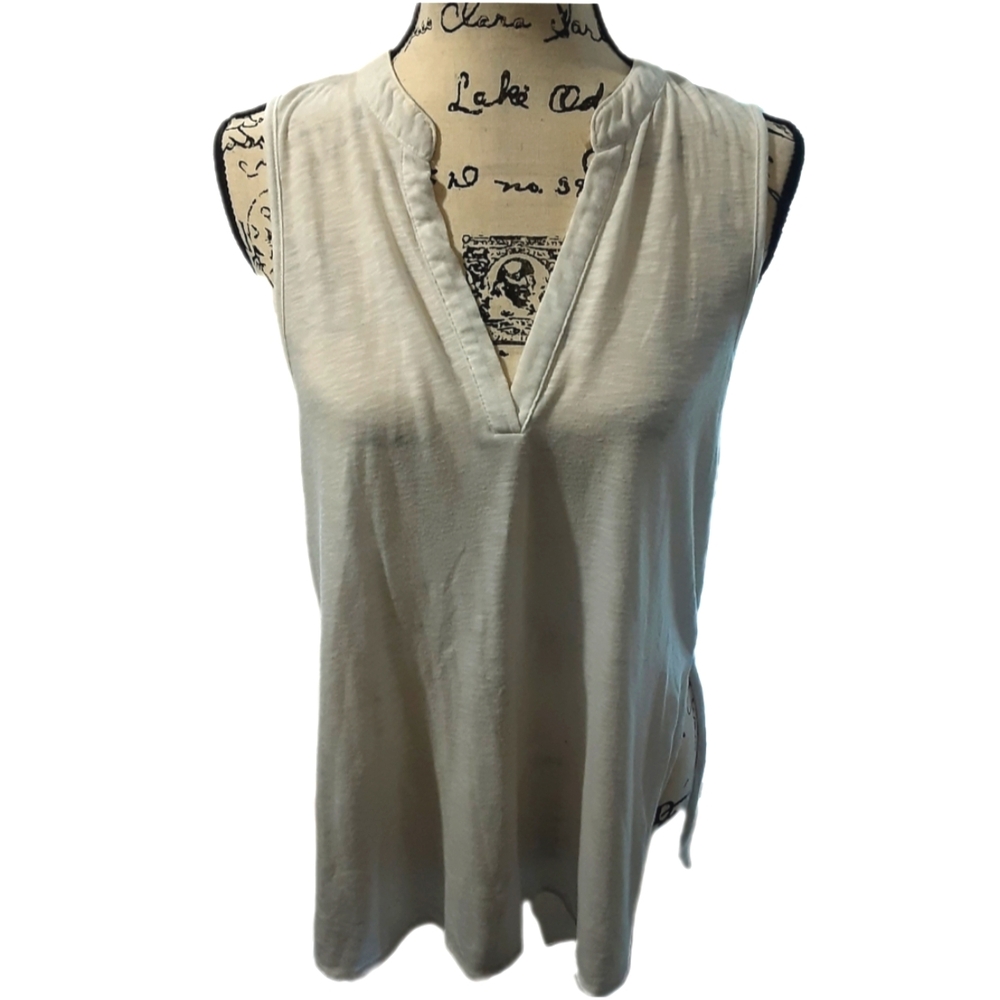 NEW ALMOST FAMOUS TUNIC STYLE TOP HI LOW HEM WHITE COTTON MANDARIN COLLAR SZ L